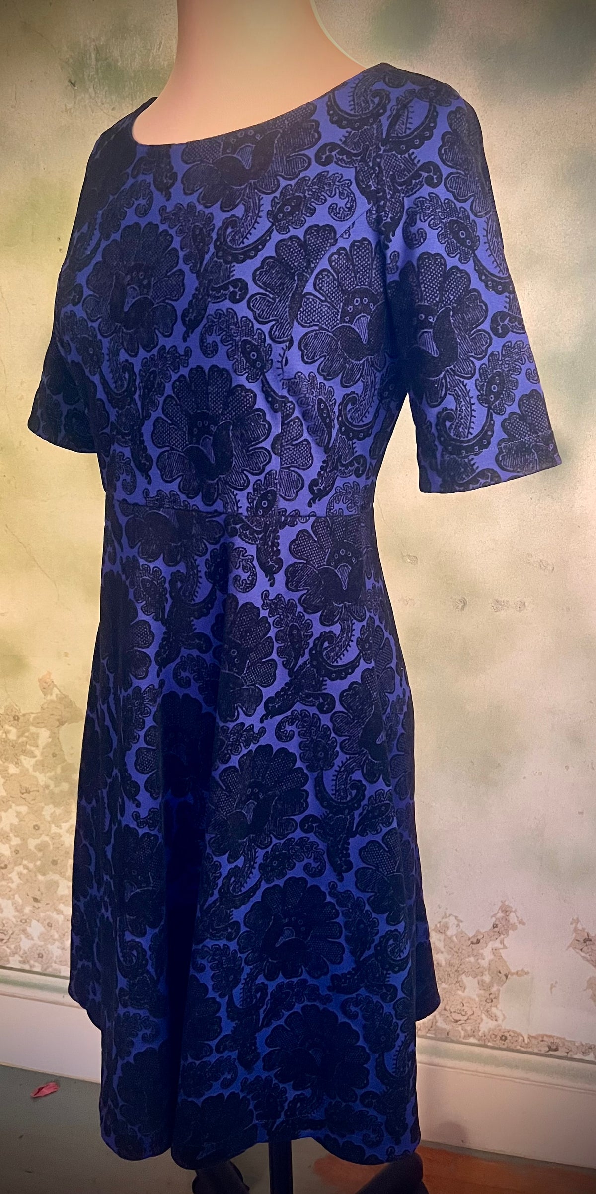 Lands’ End XS Petite Blue Black Floral