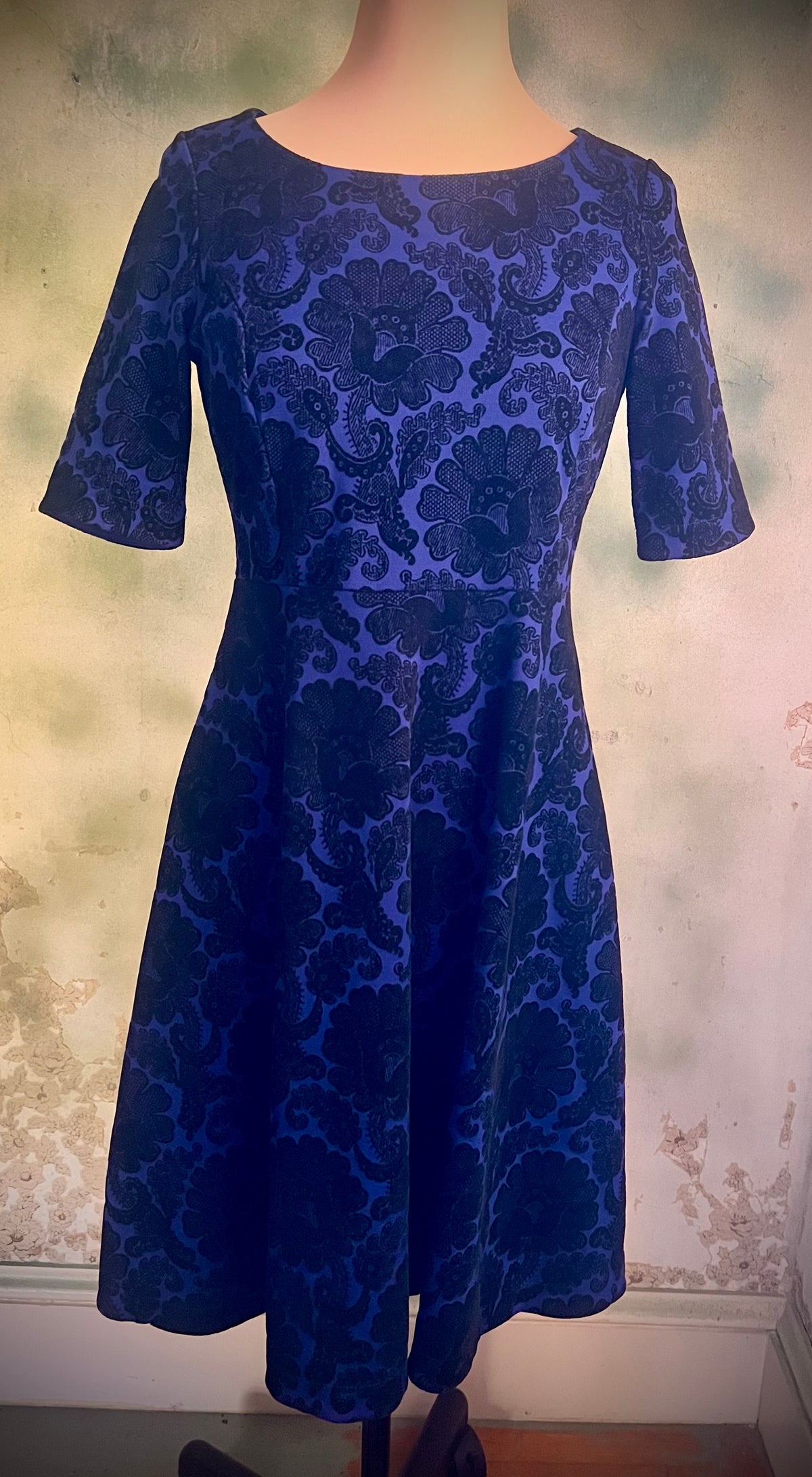 Lands’ End XS Petite Blue Black Floral