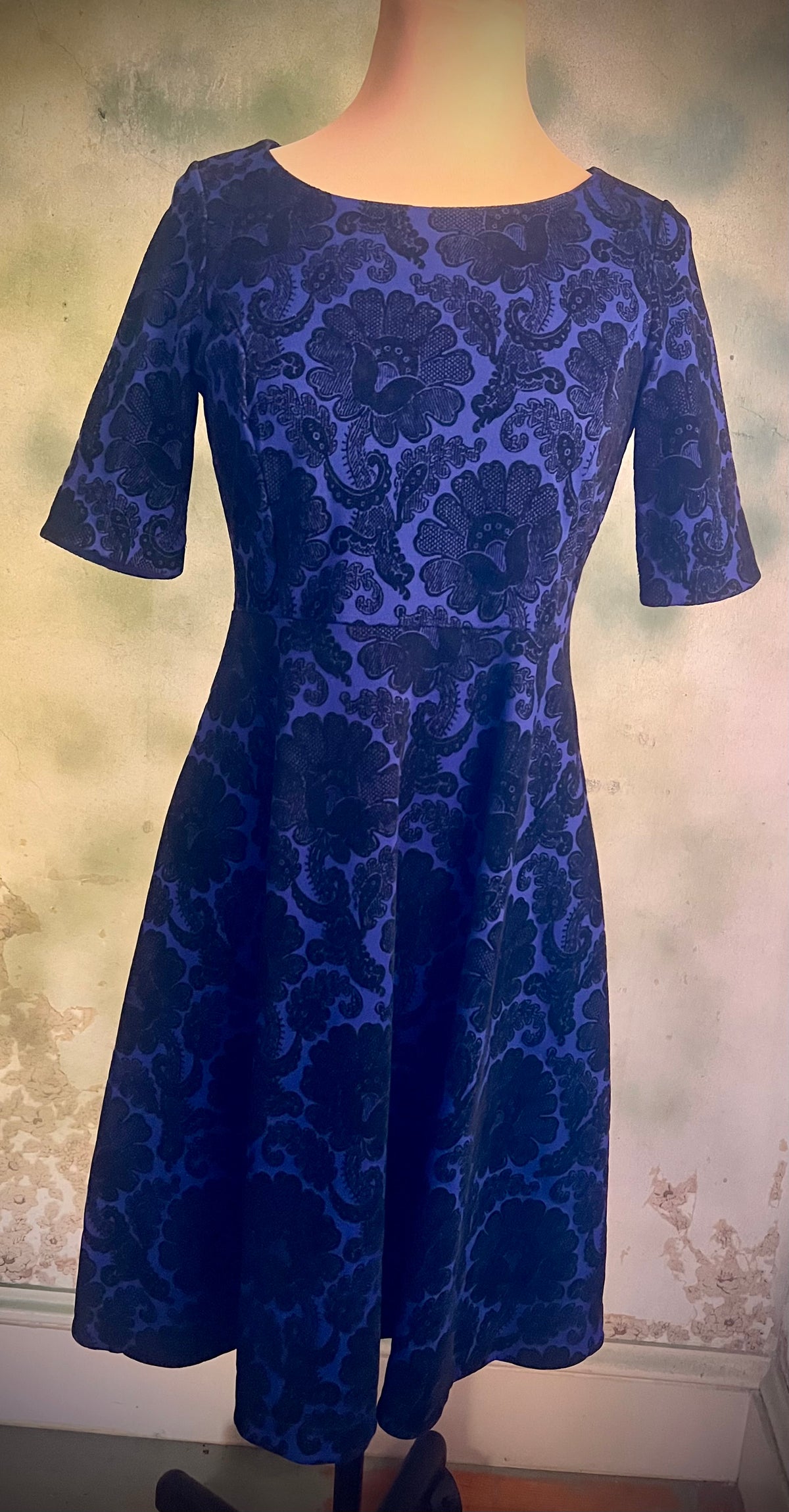 Lands’ End XS Petite Blue Black Floral