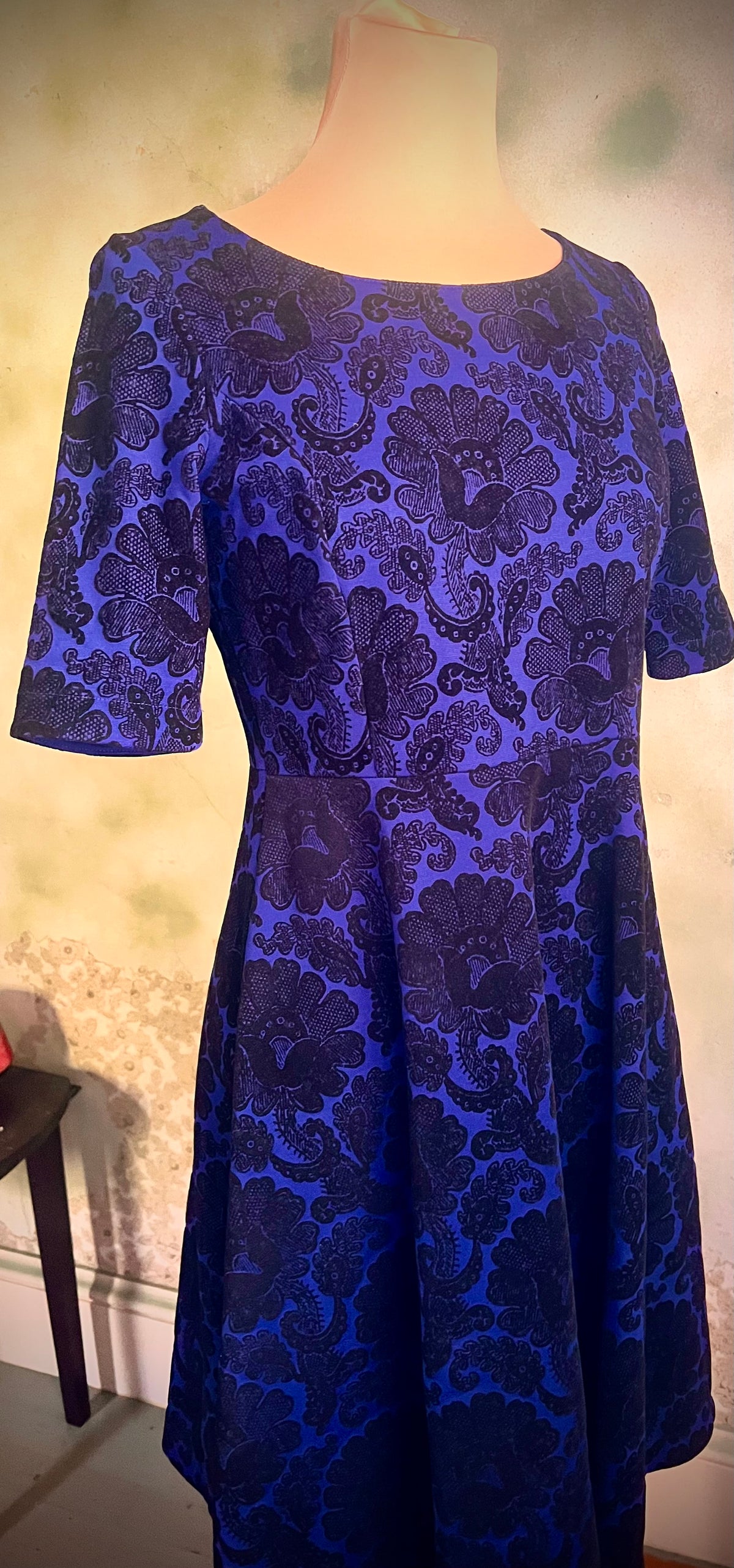 Lands’ End XS Petite Blue Black Floral