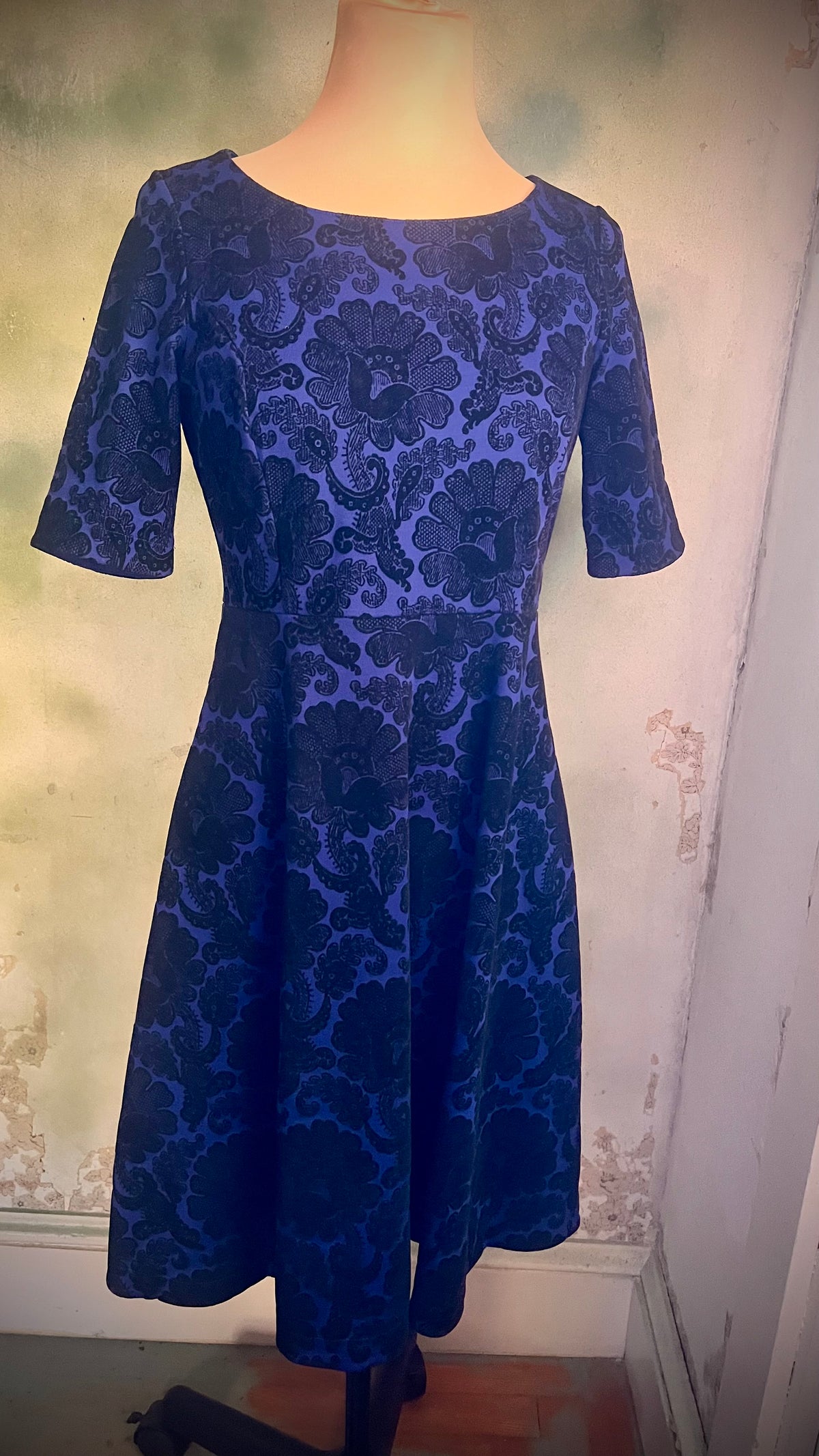 Lands’ End XS Petite Blue Black Floral