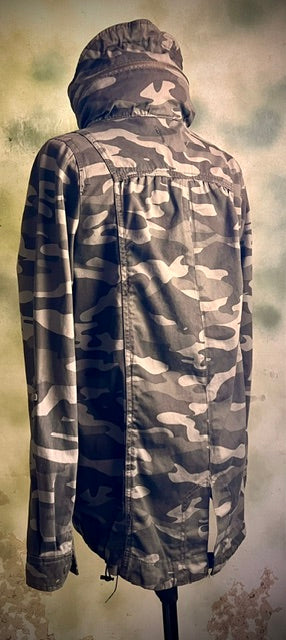 Jolt Gray Camo Utility Jacket Hooded Military Anorak Size Small