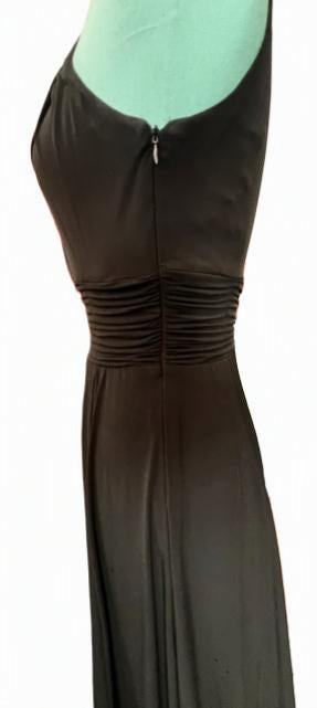 Black Sangria Sleeveless High-Low Dress with Ruched Waist
