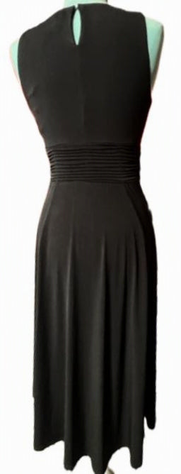 Black Sangria Sleeveless High-Low Dress with Ruched Waist