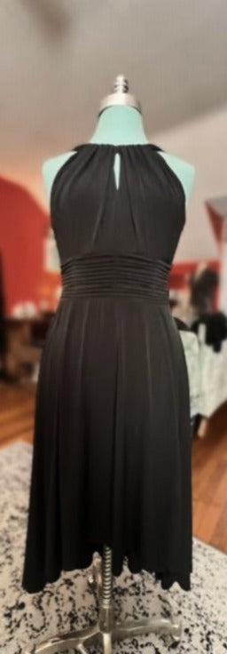 Black Sangria Sleeveless High-Low Dress with Ruched Waist