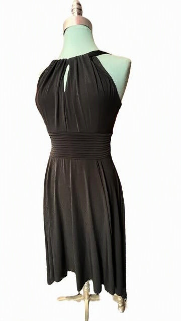 Black Sangria Sleeveless High-Low Dress with Ruched Waist