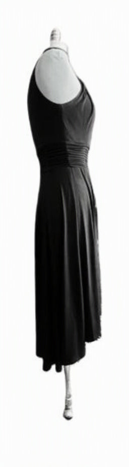 Black Sangria Sleeveless High-Low Dress with Ruched Waist