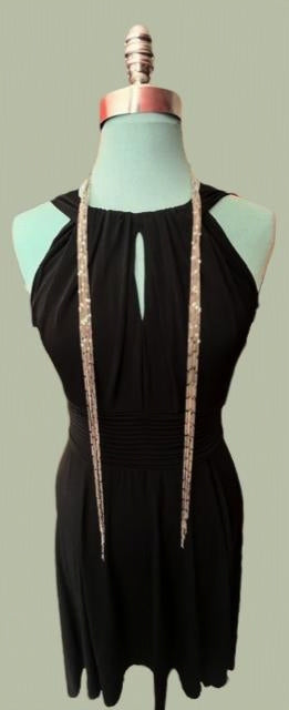 Black Sangria Sleeveless High-Low Dress with Ruched Waist