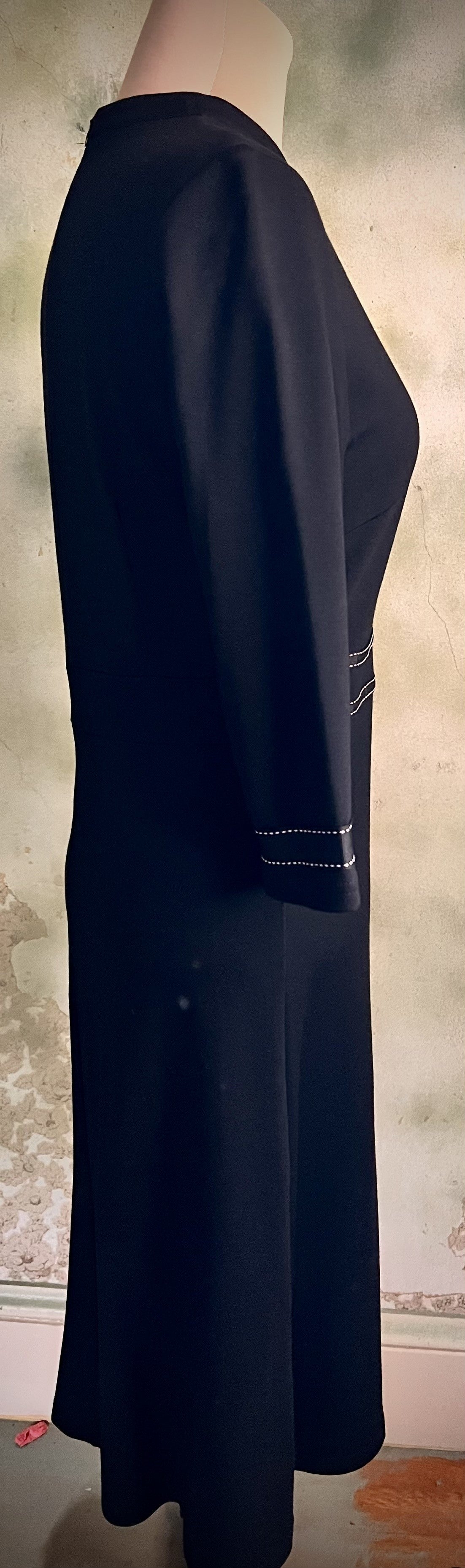 Homeyee Black Fit & Flare Dress Size 4 Contrast Stitching