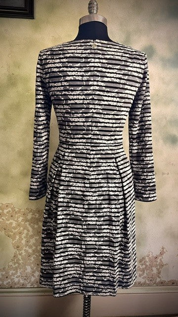 Tommy Hilfiger Black & White Lace Stripe Fit & Flare Dress Size 6