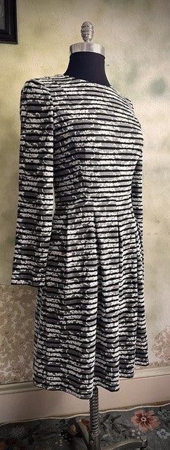 Tommy Hilfiger Black & White Lace Stripe Fit & Flare Dress Size 6