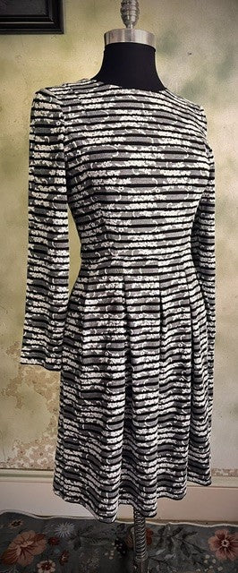 Tommy Hilfiger Black & White Lace Stripe Fit & Flare Dress Size 6