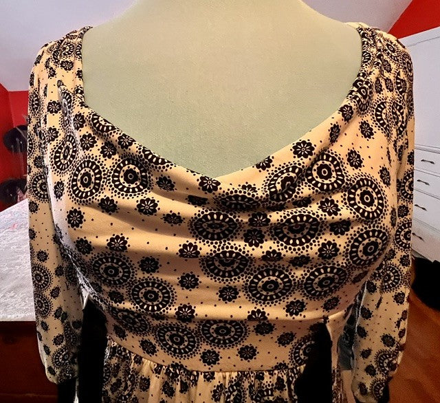 London Times Petites Black Cream Print Dress Size 6P