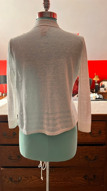 Nanette Lepore 100% Linen Open Front Cardigan Size Small White Lightweight