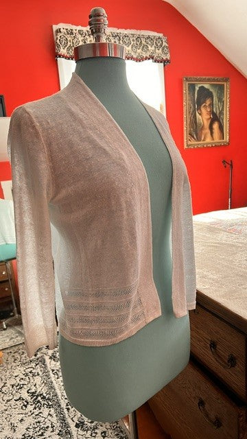 Nanette Lepore 100% Linen Open Front Cardigan Size Small White Lightweight