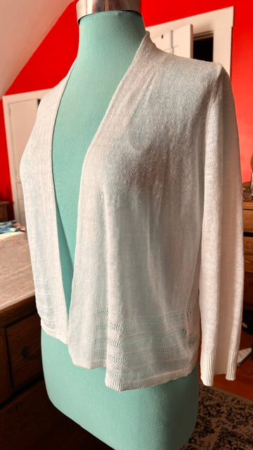 Nanette Lepore 100% Linen Open Front Cardigan Size Small White Lightweight