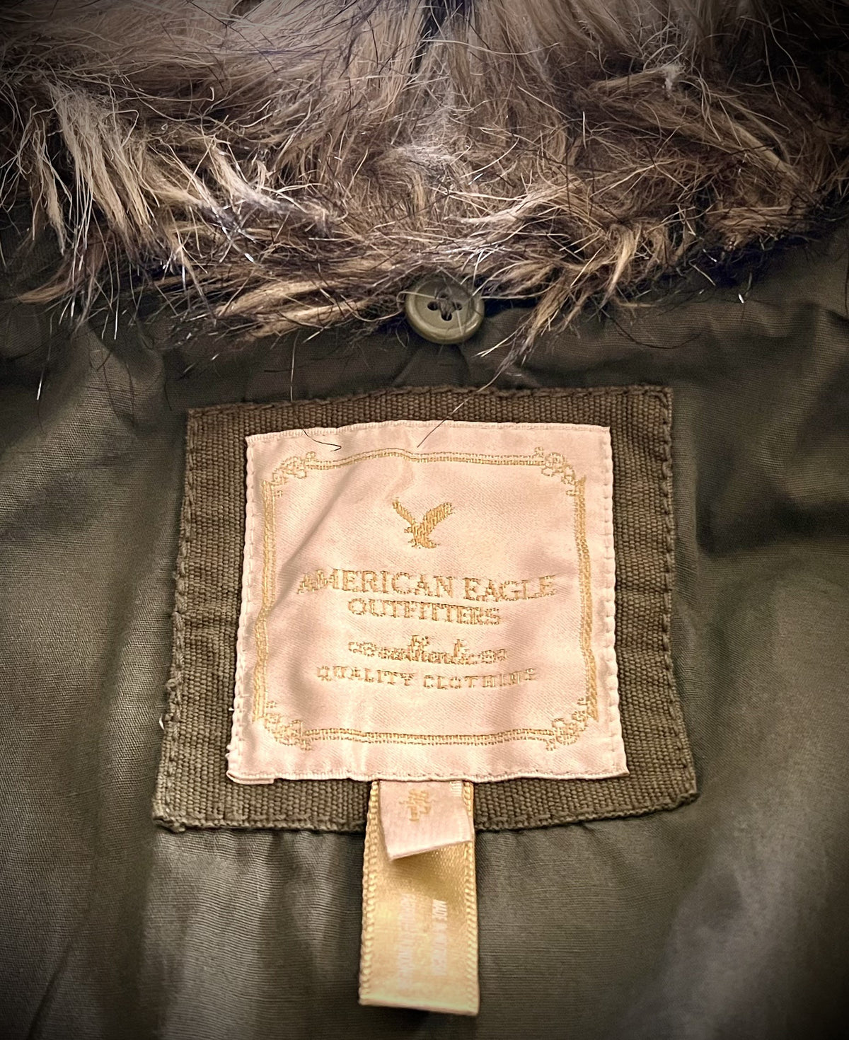 American Eagle XS Utility Jacket Detachable Faux Fur Collar Military Coat