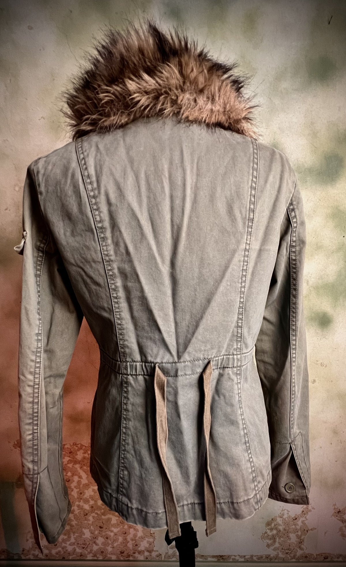 American Eagle XS Utility Jacket Detachable Faux Fur Collar Military Coat
