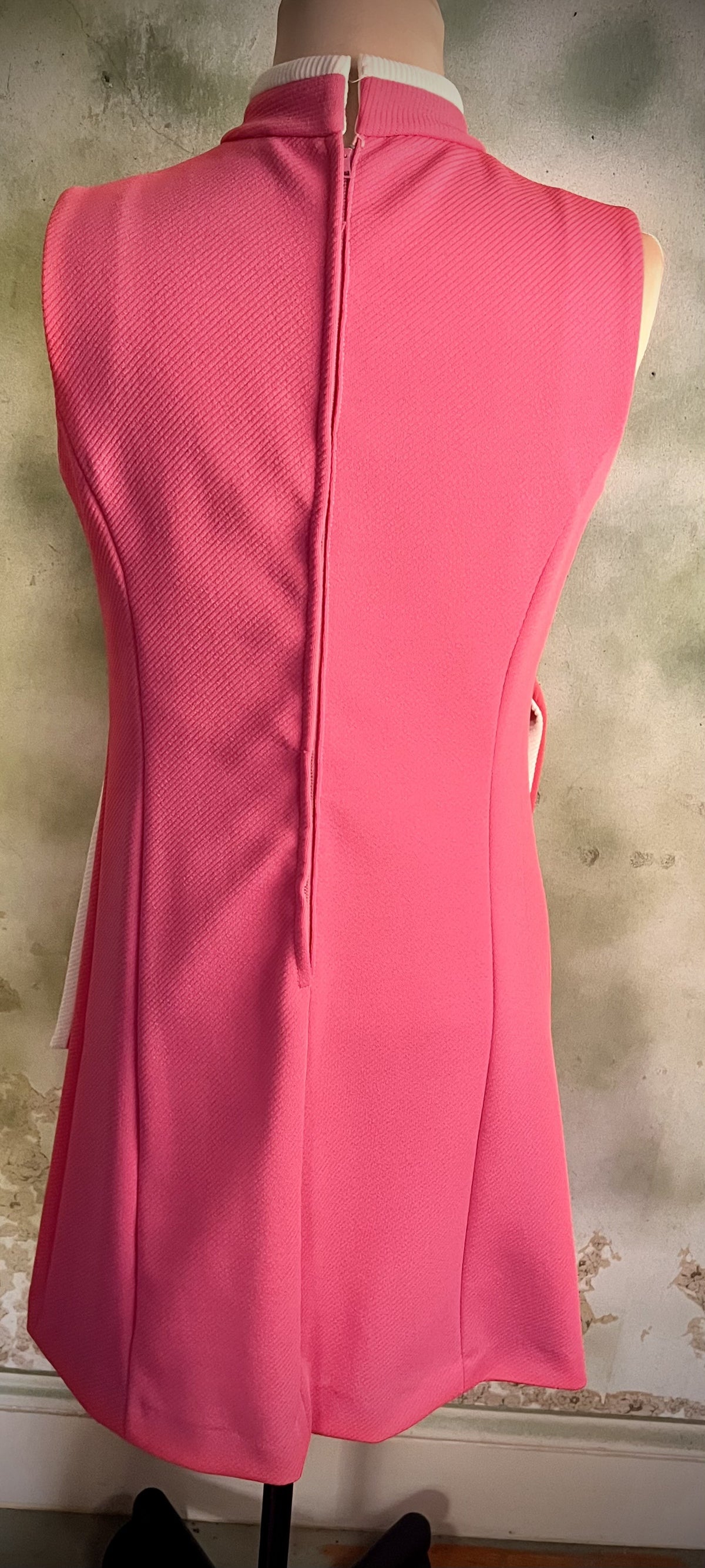 Vintage Pink & White Mod Mini Dress | Belted