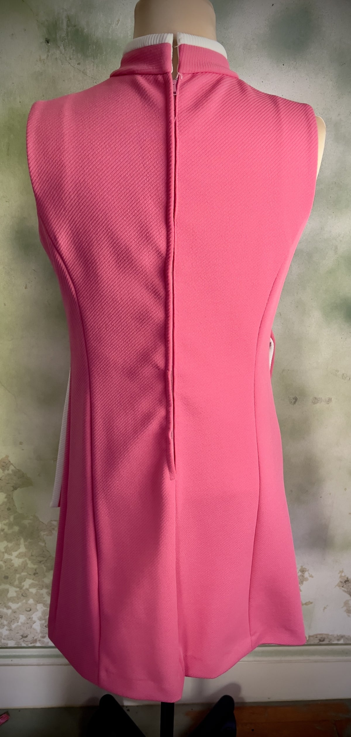 Vintage Pink & White Mod Mini Dress | Belted