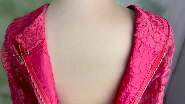 Vintage 60s 70s Hot Pink Lace Mini Cocktail Dress