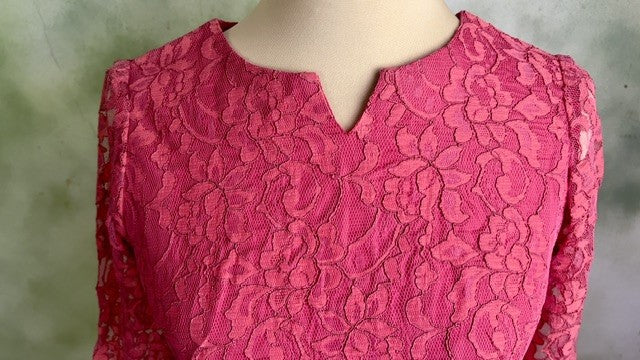 Vintage 60s 70s Hot Pink Lace Mini Cocktail Dress