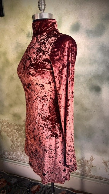 Kimchi Blue Pink Crushed Velvet Mock Neck Mini Dress Size Medium