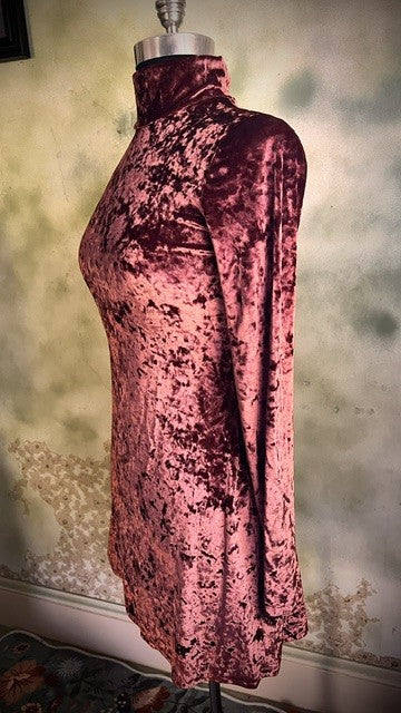Kimchi Blue Pink Crushed Velvet Mock Neck Mini Dress Size Medium