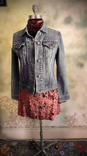 Kimchi Blue Pink Crushed Velvet Mock Neck Mini Dress Size Medium