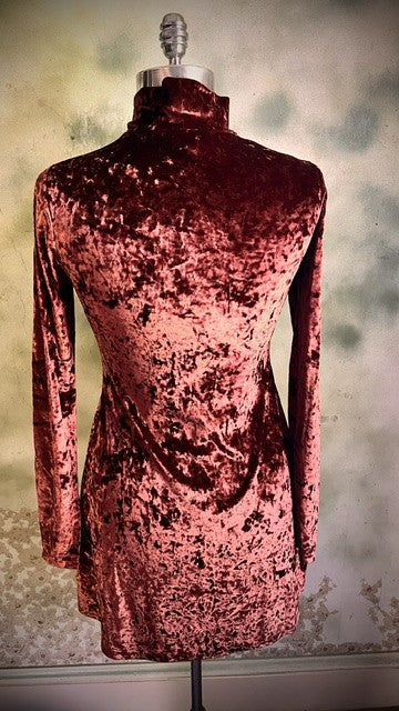 Kimchi Blue Pink Crushed Velvet Mock Neck Mini Dress Size Medium