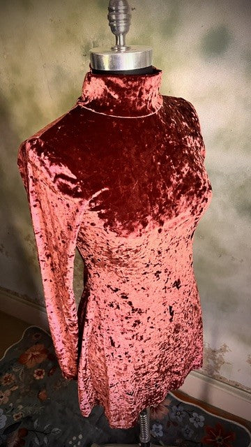 Kimchi Blue Pink Crushed Velvet Mock Neck Mini Dress Size Medium
