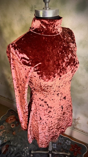 Kimchi Blue Pink Crushed Velvet Mock Neck Mini Dress Size Medium