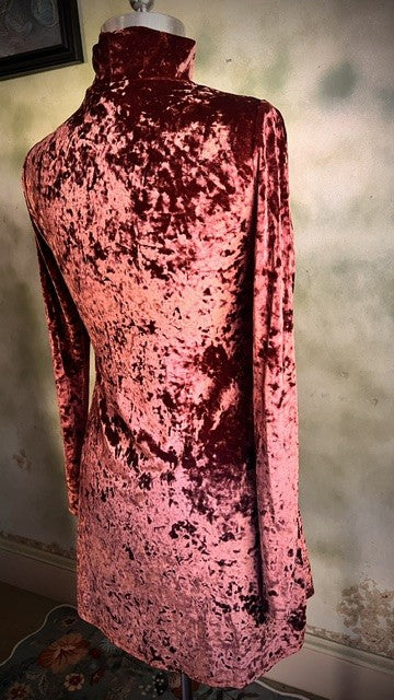 Kimchi Blue Pink Crushed Velvet Mock Neck Mini Dress Size Medium