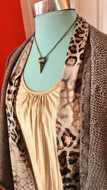 S Twelve Boho Leopard “Cougar” Vest with Graphite Fringe | Statement Layer