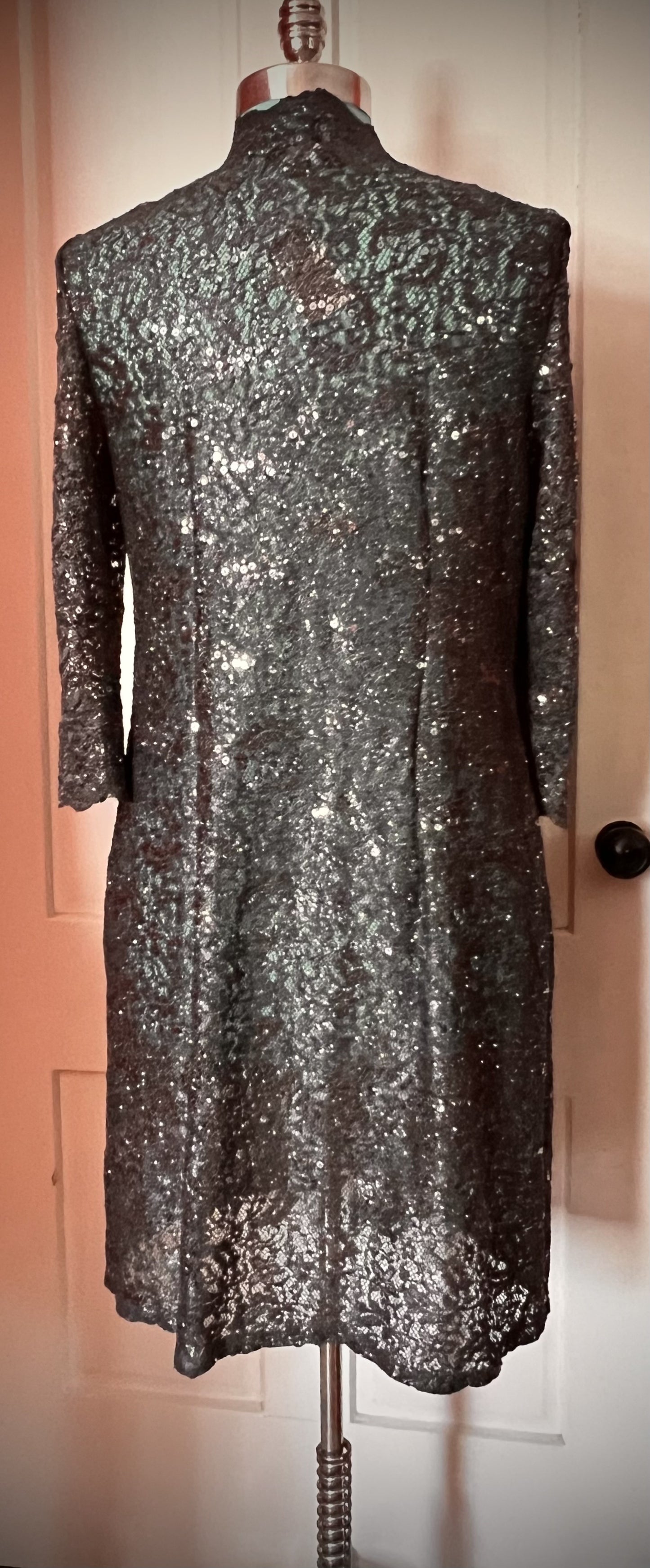 ✨ R&M Richards Silver Lace & Sequin Jacket — Size 6