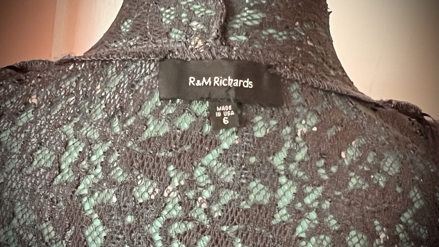 ✨ R&M Richards Silver Lace & Sequin Jacket — Size 6