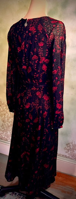 Tommy Hilfiger Size 2 Black Red Burnout Maxi Dress