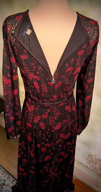 Tommy Hilfiger Size 2 Black Red Burnout Maxi Dress