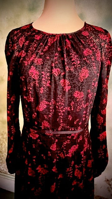 Tommy Hilfiger Size 2 Black Red Burnout Maxi Dress