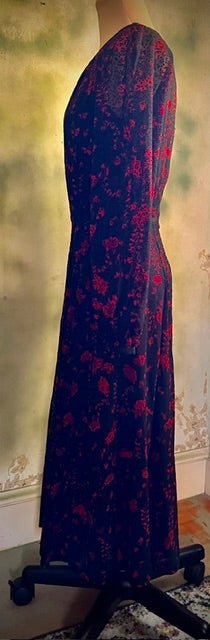 Tommy Hilfiger Size 2 Black Red Burnout Maxi Dress