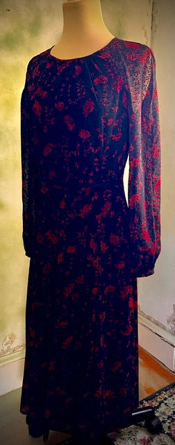 Tommy Hilfiger Size 2 Black Red Burnout Maxi Dress