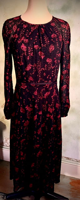 Tommy Hilfiger Size 2 Black Red Burnout Maxi Dress