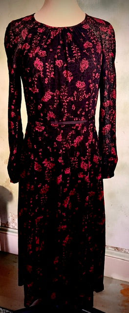 Tommy Hilfiger Size 2 Black Red Burnout Maxi Dress