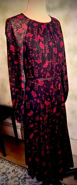 Tommy Hilfiger Size 2 Black Red Burnout Maxi Dress