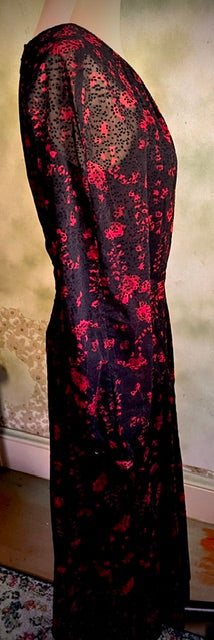 Tommy Hilfiger Size 2 Black Red Burnout Maxi Dress