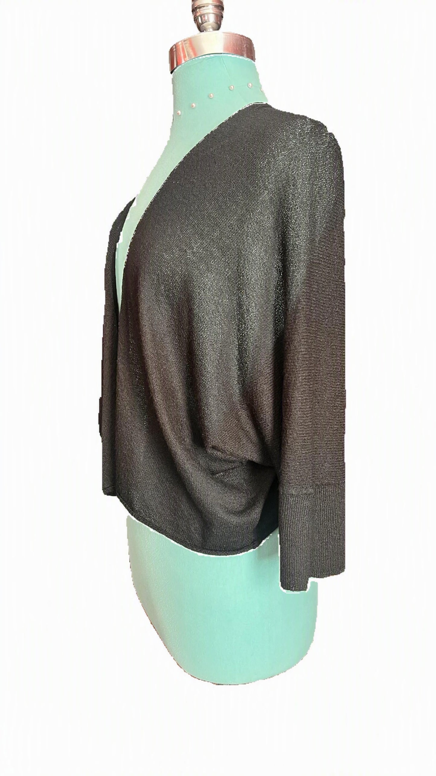 Cupio Sheer Black Open-Front Cardigan — Size S/M