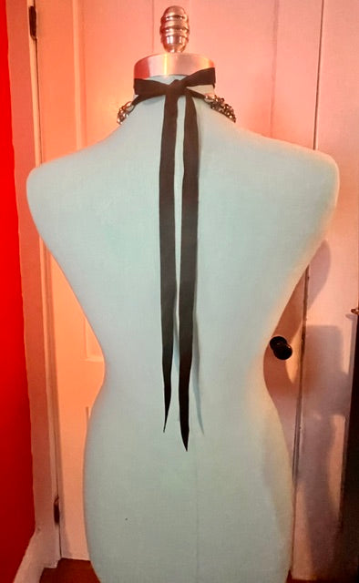 SHEIN Sheer Black Mesh Tunic Dress Top w/ Statement Necklace Size M