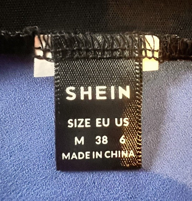 SHEIN Sheer Black Mesh Tunic Dress Top w/ Statement Necklace Size M