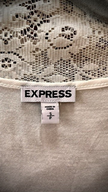Express Cream Sequin Shimmer Tank Top Size Small