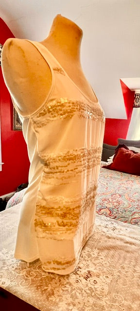 Express Cream Sequin Shimmer Tank Top Size Small